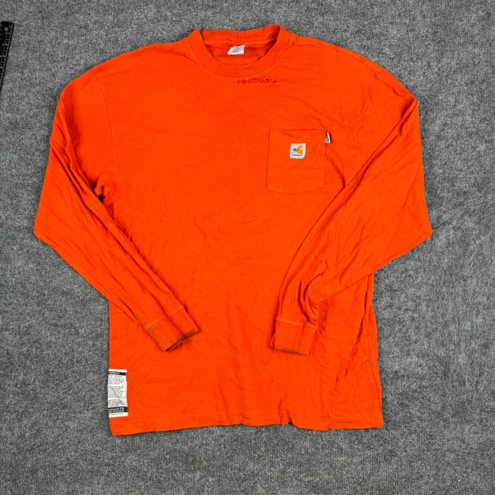Carhartt Long Sleeve Shirt Mens Size XL Tall Orange FR Flame Resistant Pocket